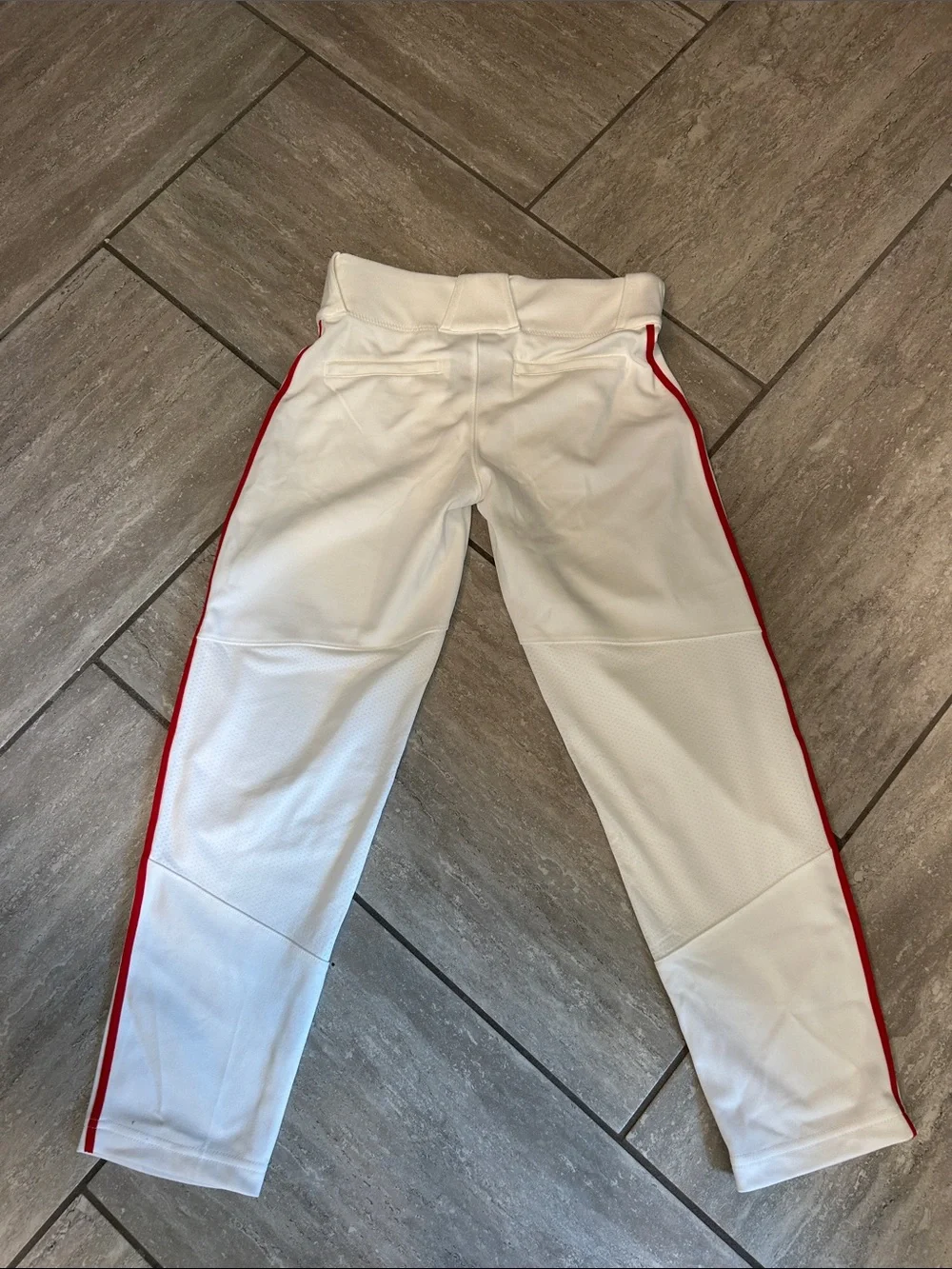 Nike White Baseball Pants with Red Swoosh Accent